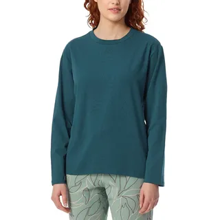 Schiesser Damen Schlafshirt Langarm Baumwolle - Mix + Relax Pyjamaoberteil, Petrol_182103, 36