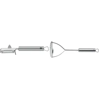 WMF Profi Plus Kartoffelschäler Pendelklinge 19 cm, Edelstahl teilmattiert, spülmaschinengeeignet & Profi Plus Kartoffelstampfer 28,5 cm, Cromargan Edelstahl teilmattiert, spülmaschinengeeignet