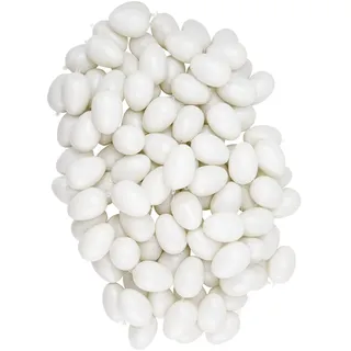 IDENA 10038323 - XXL Ostereier-Set mit 100 weißen Kunststoff-Eiern zum Basteln, Bemalen, Bekleben und Aufhängen, als Dekoration für Sträuße und Zweige zur Osterzeit