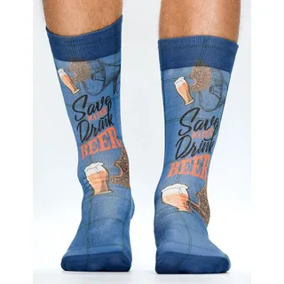 wigglesteps, Socken, Beer Wings, Bier, Bierglas, Flügel, blau / bunt, 41 - 46