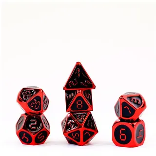 Fanroll Rotes Würfelset Mit Schwarzer Emaille 7 - Multicolor - One Size