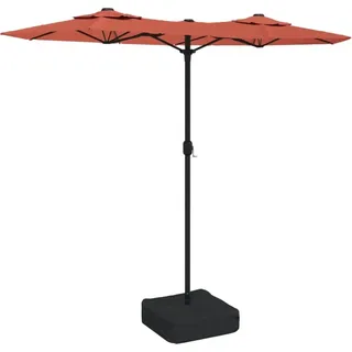 vidaXL Doppel-Sonnenschirm mit LED-Leuchten Terrakottarot 316x145 cm - Orange
