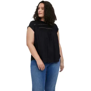 VERO MODA Curve Damen Vmdebbie Pleat S/L Top WVN Ga Curve Noos Bluse, Schwarz, 46 Große Größen EU