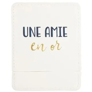 DRAEGER Paris Taschenspiegel, Motiv: Eine Freundin in Gold, mit weißer Hülle, quadratischer Make-up-Spiegel zum Mitnehmen, ideal für Zuhause und Reisen, 9 x 7 cm, personalisiertes Geschenk,