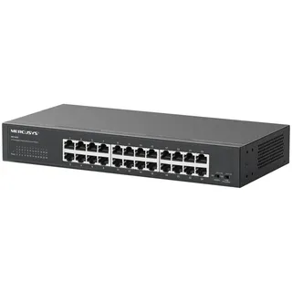 Mercusys MS124GS 24-Port Gigabit Desktop/Rackmount-Switch, Plug & Play, Isolationsmodus, Schleifenverhinderung, Metallgehäuse, AC Netzstromversorgung