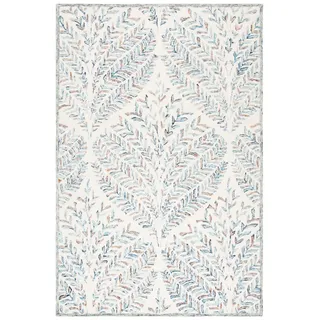SAFAVIEH Modern Teppich für Wohnzimmer, Esszimmer, Schlafzimmer - Capri Collection, Kurzer Flor, Beige und Blau, 61 X 91 cm