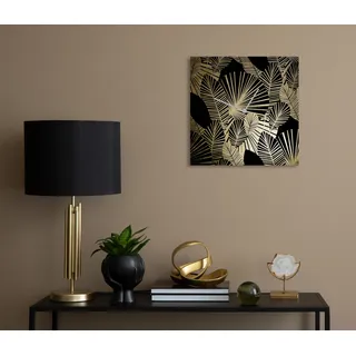 OTTO home Wanduhr »Blätter, Blattgold Applikationen« Uhr, geräuschlos, gold, Blattgold, handarbeit, Blätter, Blatt, schwarz