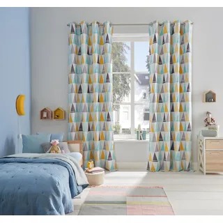 Verdunkelungsvorhang LÜTTENHÜTT "Dreieck" Gr. 3, bunt, B:135cm H:225cm, Polyester, Gardinen, Verdunkelungsvorhang, einseitig mit Dreiecken bedruckte Kindergardine, blickdicht, Topseller