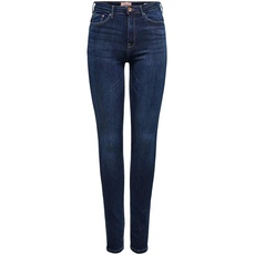 Bild Damen ONLY High Waist Skinny Fit Jeans Lange Denim Stretch Hose ONLPAOLA Basic Röhrenjeans Cotton Pants, Farben:Blau, Größe:M / 32L