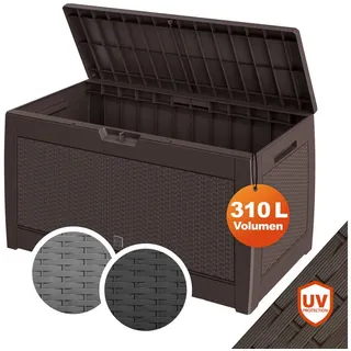 CASARIA Casaria® Gartenbox UV-beständig 310L Haltegriffe Rollen Terrasse Balkon Wohnzimmer Wintergarten Truhe Auflagenbox Rato wetter- und Braun