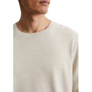 Rundhalspullover MARC O'POLO, Herren, Gr. L, grau (dapple gray), Strick, Obermaterial: 100% Baumwolle, regular fit, Rundhals, Rollkante, Pullover Rundhalspullover, regular fit, mit feiner Piqué-Struktur