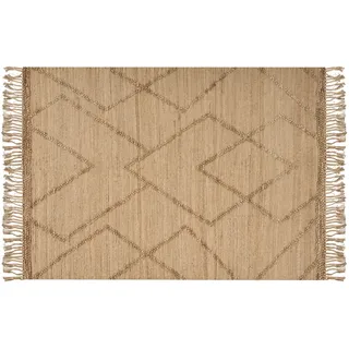 BELIANI Teppich Beige Jute Rechteckig 200x300 cm Geometrisches Muster Handgewebt Boho Modern Kurzhaar für Fußbodenheizung Wohnzimmer Ausstattung - Beige