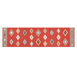 Beliani Lorut Kelimteppich 80 x 300 cm Mehrfarbig
