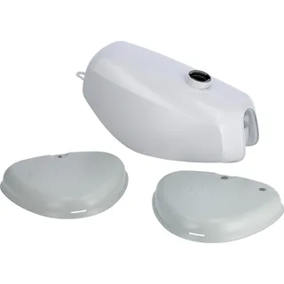 Set: Tank grundiert, ohne Korrosionsschutz + Seitendeckel links/rechts mit "Wirbel-Logo" - für Simson S50, S51, S70