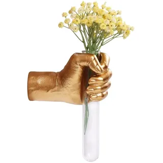 Gold Wandvase mit Händen, Wanddekoration, Handskulptur, hängende Wandvase für einzigartige Dekoration in Wohnzimmer, Eingang und Zimmer, Wandstatue, Handwandkunst-Dekor, Wall Decor und Deko Wand