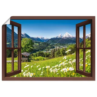 Artland Wandbild »Fensterblick Bayerischen Alpen« Berge 1 Stk. tlg. als Leinwandbild, Poster, Wandaufkleber in verschied. Größen, braun