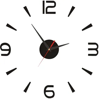 Buachois DIY Wanduhr, 40cm Schwarze Europäische Uhr Kleine Leise Rahmenlose Wanduhr, Einfache Kreative Acryl 3D Deko Wand Aufkleber Uhr Für Schlafzimmer, Arbeitszimmer
