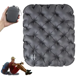 EXLECO Aufblasbar Sitzkissen Outdoor Camping Sitzunterlage Kinder Grau | Faltbar Bodenkissen Sitzpolste Wasserdicht wetterfest als Sitzmatte, ultraleicht für Wandern, Unterwegs, Boden und Angeln