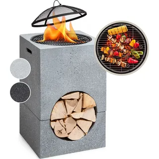 blumfeldt Monolith Feuerschale mit Grill MGO & Stahlschale inkl. Funkenschutz