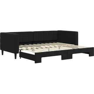 vidaXL Tagesbett Ausziehbar Schwarz 90x200 cm Samt - Schwarz