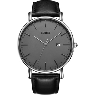 BUREI Herren Uhren Ultra Dünne Minimalistische Quarzuhr mit Datumsanzeige für Damen und Herren Classic Design