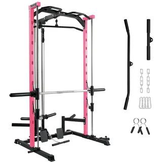 RitFit Power Rack Smith Machine mit Kabelzug, Rosa