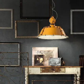 Ferroluce Hängeleuchte Industrial Rot Rund - Rot