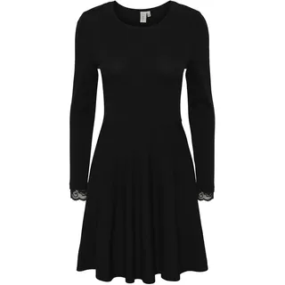 Y.A.S Damen YASBECCO LS Knit Dress S. NOOS Strickkleid, Black, L