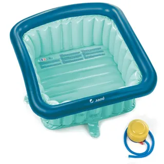 Jané Duschverkleinerer Baby Aufblasbar 60x60 cm, Babybadewanne Duschwanne, 70L, mit Saugnäpfen, Ablaufventil, Pumpe, Blau