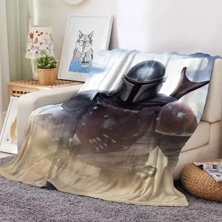 Mandalorian Yoda Flannel Fleece Blanket Grogu Kuiil Karga Decke Sommer Sofa Quilt - Mandalorian 07 - 130x150cm
