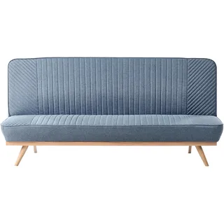 Beliani Schlafcouch Stoff 2-Sitzer Blau