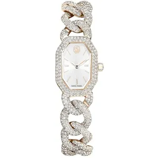 Swarovski Dextera Edelstahl Schweizer Uhr mit Kristall Armband für Damen Weiß/Roségold, Weiß/Rotgold, Klassisch