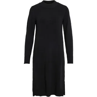 Vila Damen Viril Crew Neck L/S Midi Dress - Noos Kleid, Schwarz, L EU