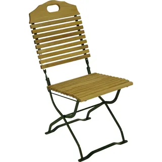 DEGAO Klappstuhl Gartenstuhl Stuhl im Kurgartendesign BAD TÖLZ, Flachstahl grün + Holz Robinie, klappbar, 2 Stück - Grün