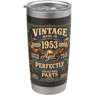 Vintage Made In 1953 Western Birthday Born in 1953 Birthday Doppelwandiger Edelstahl-Thermobecher