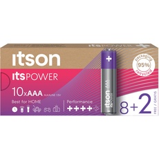 ITSON, Batterien AAA, 8 Stück, 1.5V, Alkaline Batterien, für Uhren, Taschenlampen, Fernbedienungen, umweltfreundliche Verpackung 95% recycelt