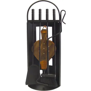 Kaminbesteck mit Blasebalg - 68 x 23 x 14 cm - schwarz