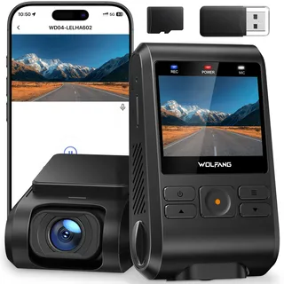 WOLFANG Dashcam, Mini 2.5K 1440P WiFi Dash Cam mit 32GB SD Karte, Ultra Nachtsicht, 2" IPS Versteckte Dash Cam Auto, 170°Weitwinkel, WDR, 24 Std. Parkmodus, G-Sensor, Loop-Aufnahme