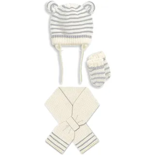 MacBeen Unisex Kinder Handschuhen, Mütze und Schal für Neugeborene von 0 bis 6 Monaten, Grau Winter-Zubehör-Set, S
