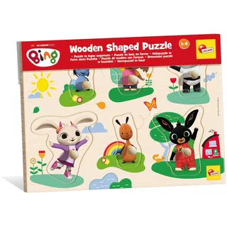 Lisciani - Bing Holzpuzzle - Baby Puzzle Formen zum Zusammensetzen für Kinder ab 1 Jahr - 6 Bing Silhouette aus Holz - Erstes Lebensjahr Spielzeug - Formen Lernen - Bing Lernspiel - Ab 12 Monate