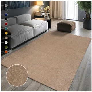 Sanat Teppich »UNI , auch als Läufer- und Rundgrößen erhältlich« rechteckig 13 mm Höhe robuster Kurzflorteppich, große Farbauswahl, Wohnzimmer, alle Räume, beige