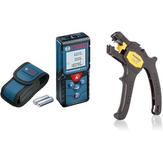 Bosch Professional Laser Entfernungsmesser GLM 40 (Flächen-/Volumenberechnung, max. Messbereich: 40 m, 2X 1,5-V Batterien, Schutztasche) & JOKARI 20050 Abisolierzange Super 4 plus, Schwarz, 1 Stück