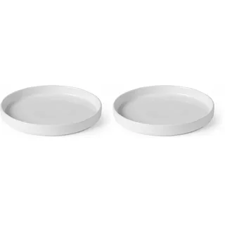 HENDI Teller, mit hohem Rand, Oslo, modernes Design, stapelbar, mikrowellengeeignet, stapelbar, verglast, Dessertteller, Essteller, Speiseteller, ø200x(H) 25mm, Porzellan, weiß (Packung mit 2)