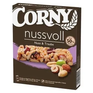 CORNY nussvoll Nuss und Traube einzeln verpackte Riegel 4x24g 96g