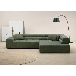 INOSIGN Ecksofa »Ancona incl. Kopfteilverstellung, OTTOs Choice, Breite 319cm, L-Form« wahlweise motorische Sitztiefenverstellung, auch in Cord + Easy Care, grün