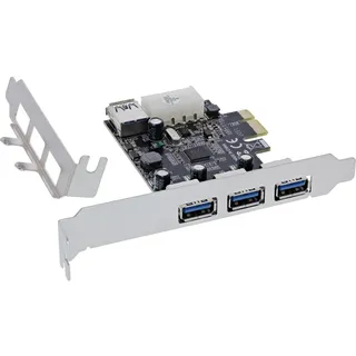 InLine Schnittstellenkarte, 3X+1x USB 3.2 Gen.1, PCIe, Molex kompatibler 4-Pin Stromanschluss, inkl. Low Profile Slotblech, 76662D