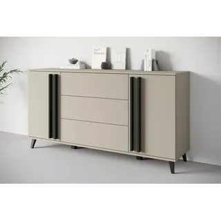 INOSIGN Sideboard INOSIGN "Helsinki, Kommode mit 2 Türen und 3 Schubladen, Breite 150 cm", braun (congo), B:150cm H:77,8cm T:39,5cm, Holzwerkstoff, Sideboards, Sideboard, Push-to-Open-Schubladen, höhenverstellbare Einlegeböden
