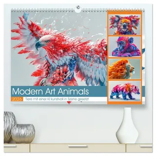 Modern Art Animals (hochwertiger Premium Wandkalender 2026 DIN A2 quer), Kunstdruck in Hochglanz: Dieser einzigartige Kalender zeigt 12 beeindruckende ... Stilen darstellen. (CALVENDO Tiere)