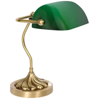 Bankerlampe Tischleuchte Schreibtischlampe 29 cm Jugendstil Messing Glas E27