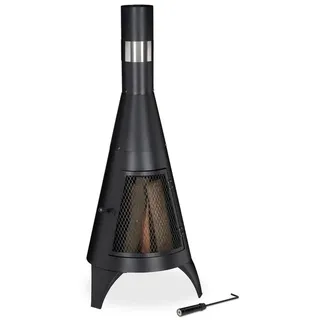 Relaxdays Terrassenofen mit Tür schwarz